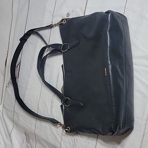 MARGOT Maria Leather Satchel Bag Purse Black with Gold Accents